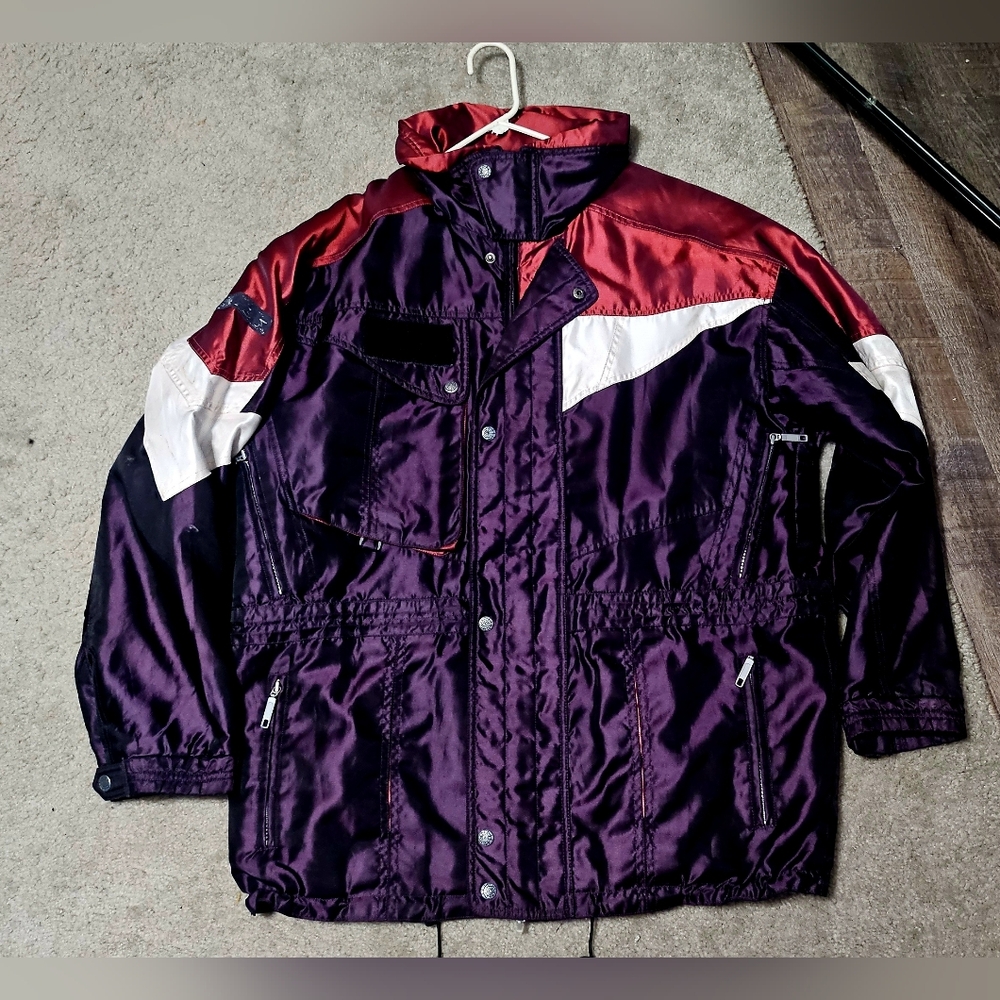 Vintage 90s Mens Spyder Heavy Ski Parka Tommy Moe Plum/Burgundy/White LG